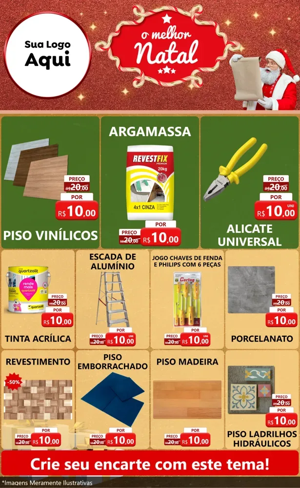 Modelo de Encarte para Encarte Grande com o tema O Melhor Natal para Material para Construção