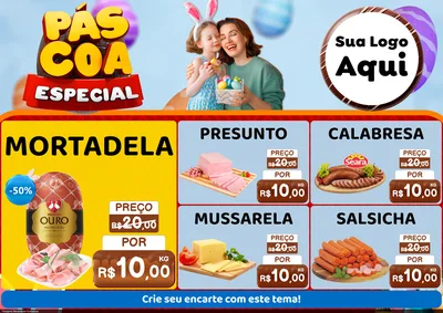Modelo de Encarte para Encarte A4 Horizontal com o tema Páscoa Especial para Frios e Laticínios