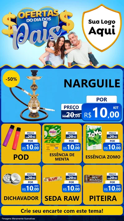 Modelo de Rede Social para Stories com o tema Ofertas do Dia dos Pais para Tabacaria