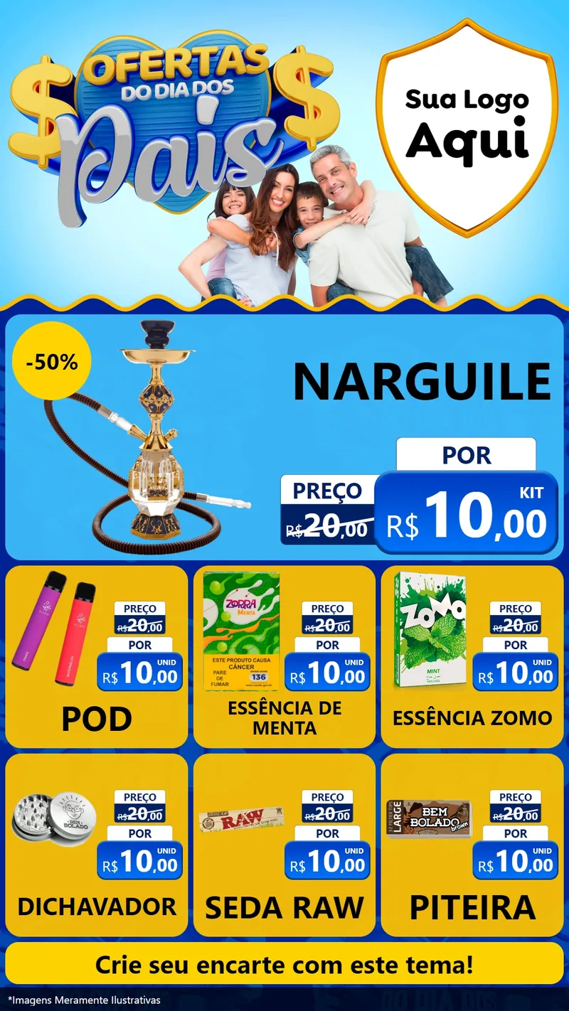 Modelo de Rede Social para Stories com o tema Ofertas do Dia dos Pais para Tabacaria