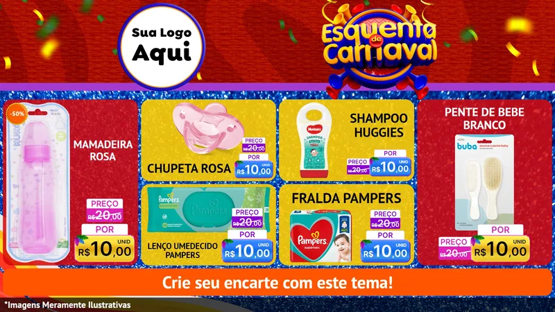 Modelo de TV para TV Horizontal com o tema Esquenta de Carnaval para Bebês