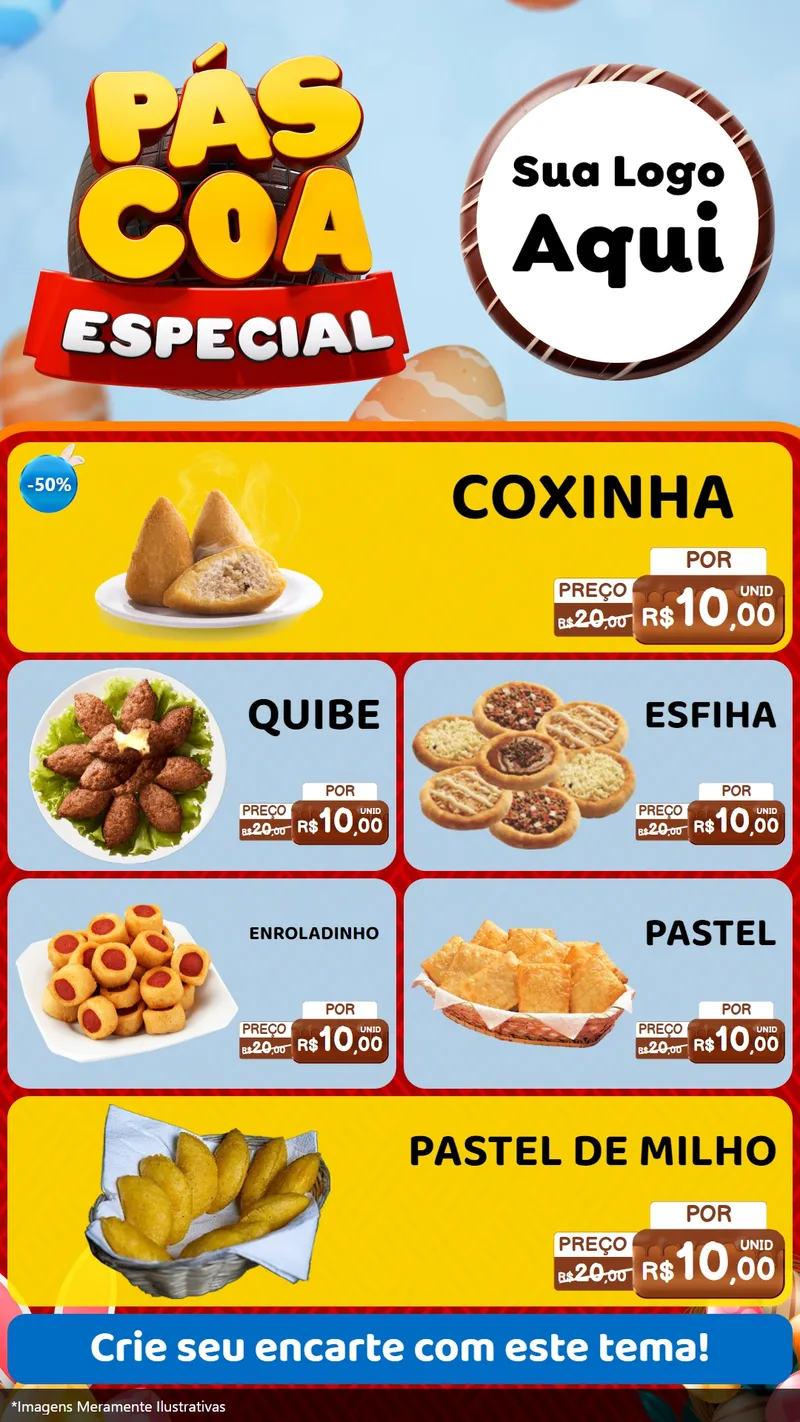 Modelo de TV para TV Vertical com o tema Páscoa Especial para Salgadaria