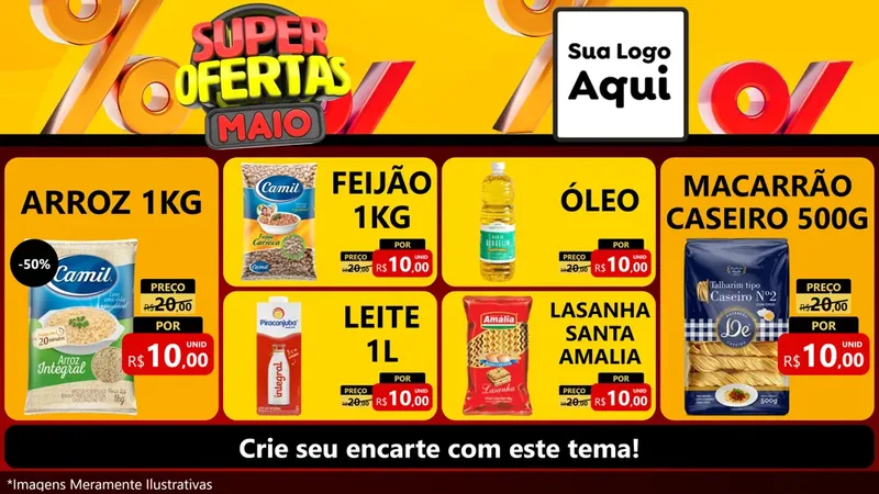 Modelo de TV para TV Horizontal com o tema Super Ofertas Maio para Supermercado