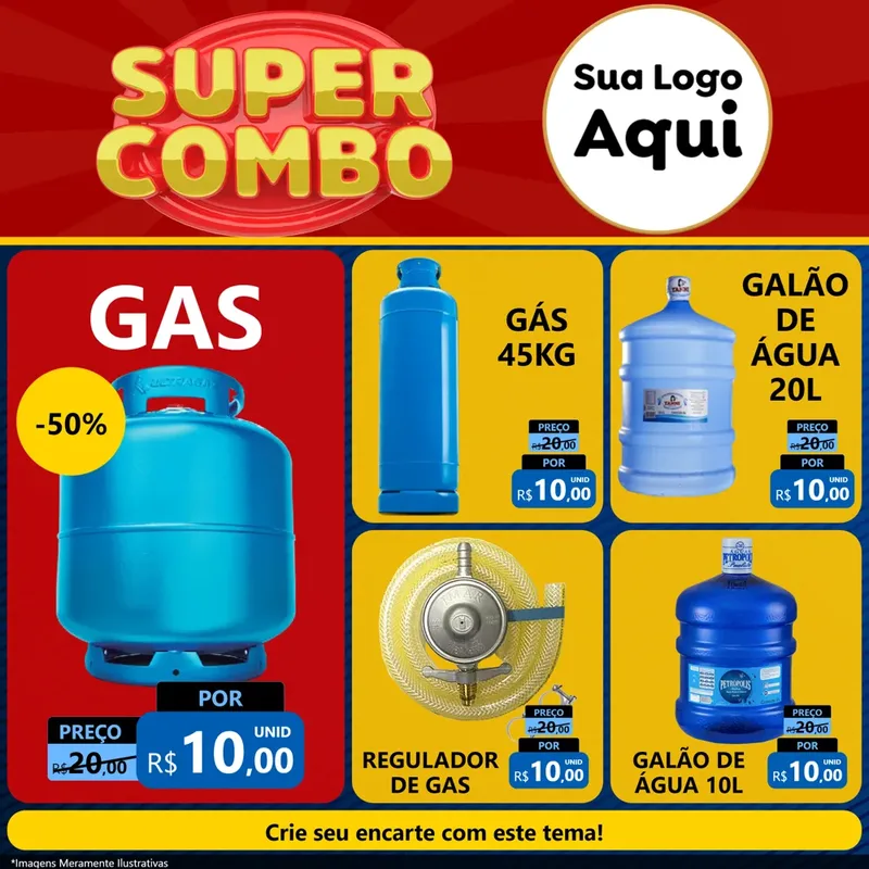 Modelo de Rede Social para Feed Facebook com o tema Super Combo para Água e gás