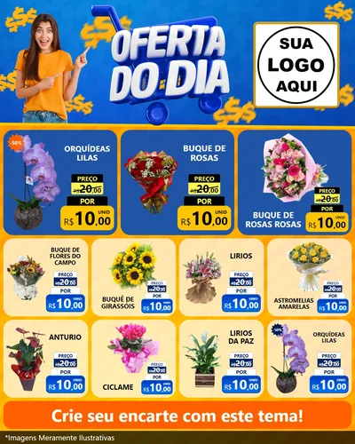 Modelo de Rede Social para Feed Instagram com o tema Oferta do Dia para Floricultura e jardim
