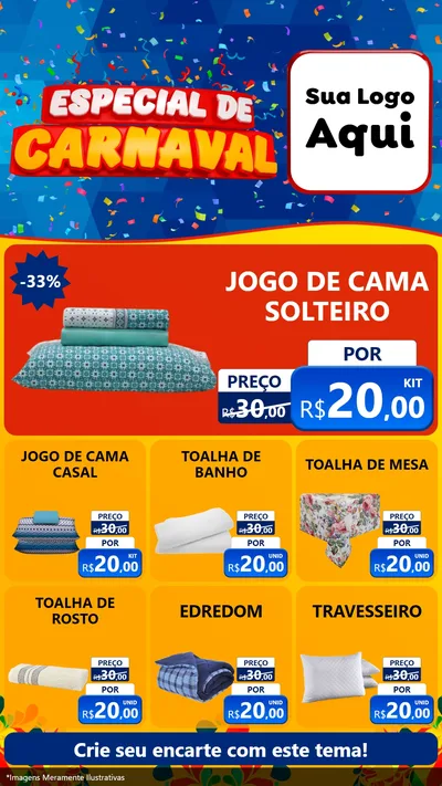 Modelo de Rede Social para Stories com o tema Especial de Carnaval para Cama, Mesa e Banho