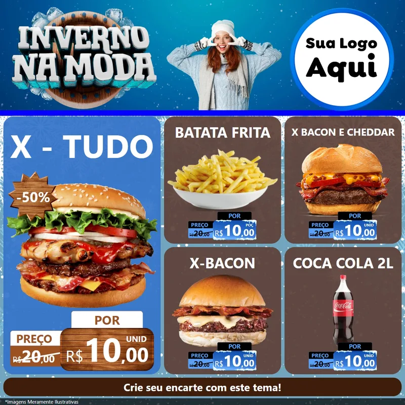 Modelo de Rede Social para Feed Facebook com o tema Inverno na Moda para Hamburgueria