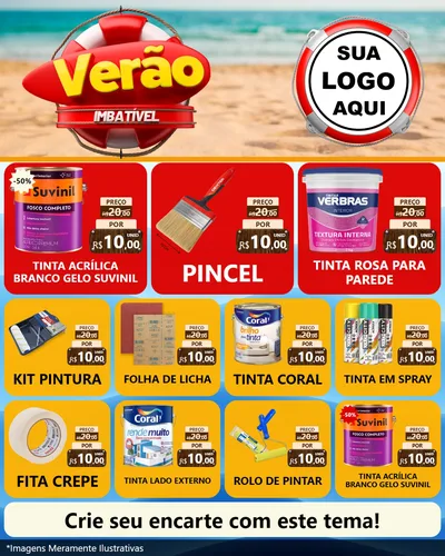 Modelo de Rede Social para Feed Instagram com o tema Verão Imbatível para Tintas e Ferramentas