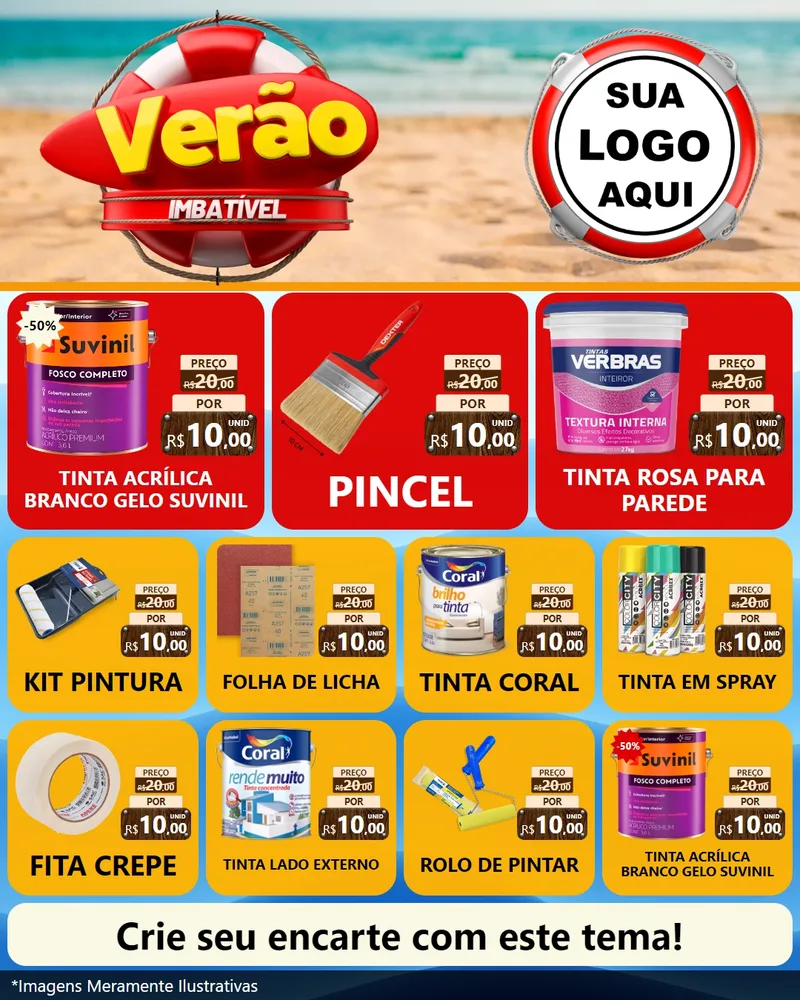 Modelo de Rede Social para Feed Instagram com o tema Verão Imbatível para Tintas e Ferramentas