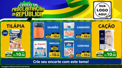 Modelo de TV para TV Horizontal com o tema Feriado da Proclamação da República para Peixaria