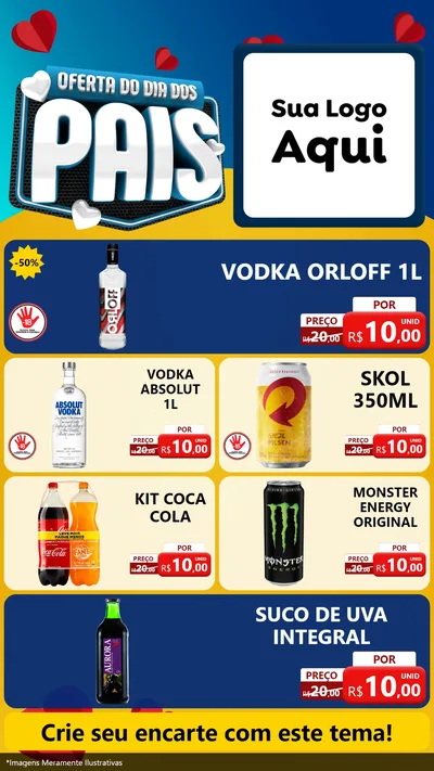 Modelo de TV para TV Vertical com o tema Oferta Do Dia Dos Pais para Distribuidora de bebidas