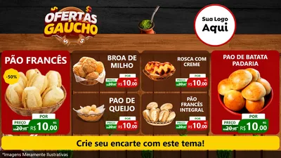 Modelo de TV para TV Horizontal com o tema Ofertas Dia do Gaúcho para Padaria