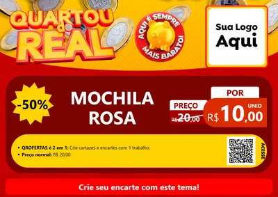 Modelo de Cartaz para Cartaz A4 Horizontal com o tema Quartou do Real para Papelaria