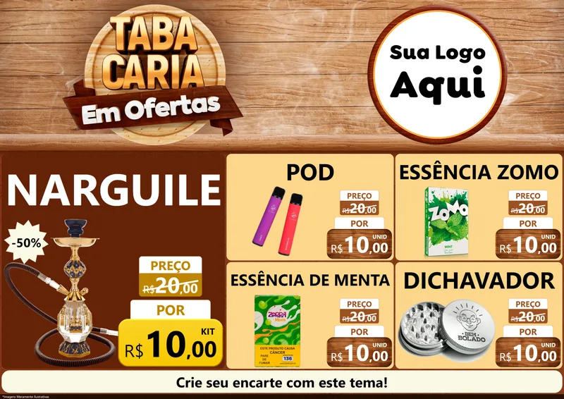 Modelo de Encarte para Encarte A4 Horizontal com o tema Tabacaria em Ofertas para Tabacaria