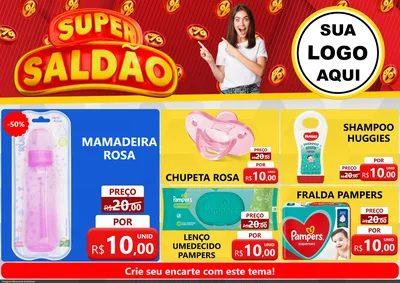 Modelo de Encarte para Encarte A4 Horizontal com o tema Super Saldão para Bebês
