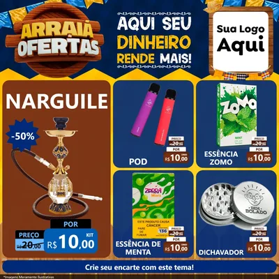 Modelo de Rede Social para Feed Facebook com o tema Arraiá de Ofertas - Junina para Tabacaria