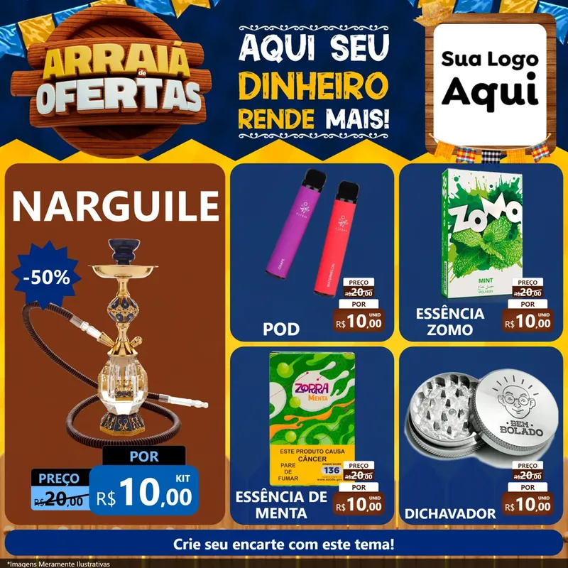 Modelo de Rede Social para Feed Facebook com o tema Arraiá de Ofertas - Junina para Tabacaria