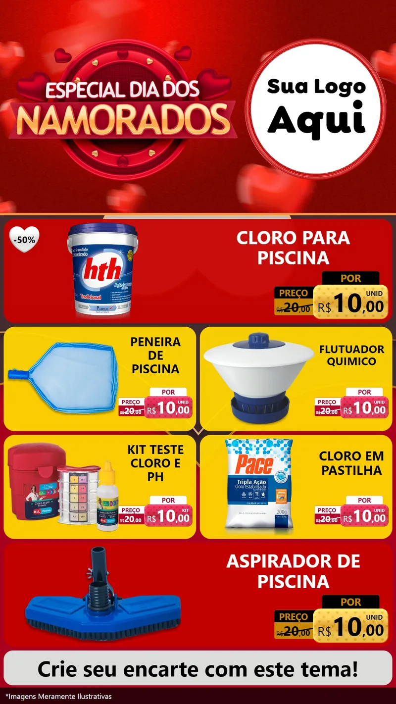 Modelo de TV para TV Vertical com o tema Especial Dia Dos Namorados para Produtos para Piscina