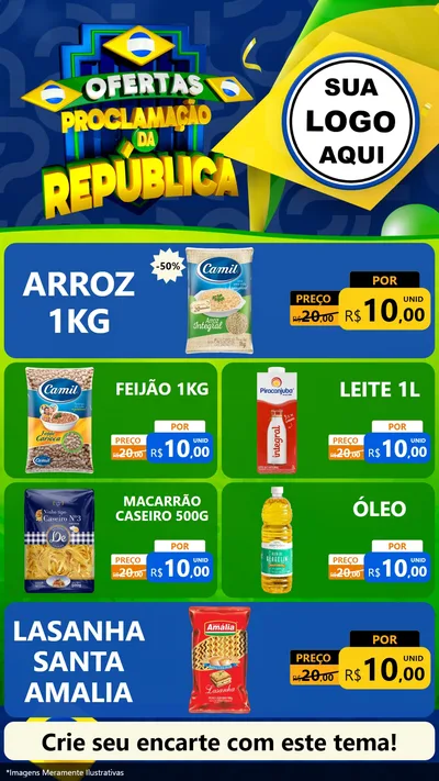 Modelo de TV para TV Vertical com o tema Ofertas Proclamação da República para Supermercado