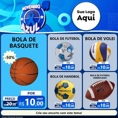 Modelo de Rede Social para Feed Facebook com o tema Novembro Azul para Artigos Esportivos