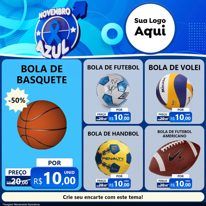 Modelo de Rede Social para Feed Facebook com o tema Novembro Azul para Artigos Esportivos