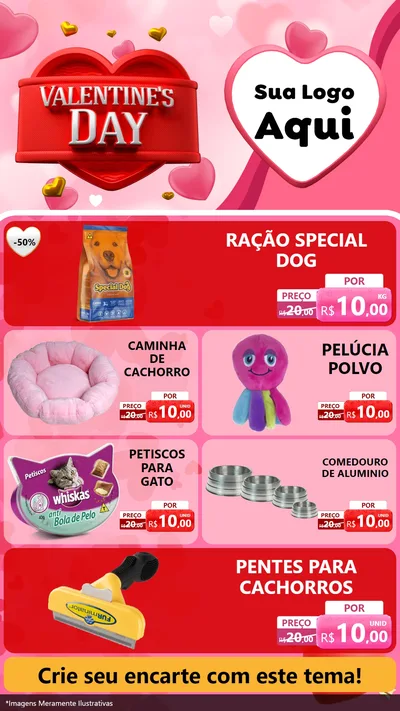Modelo de TV para TV Vertical com o tema Valentine's Day para Pet Shop