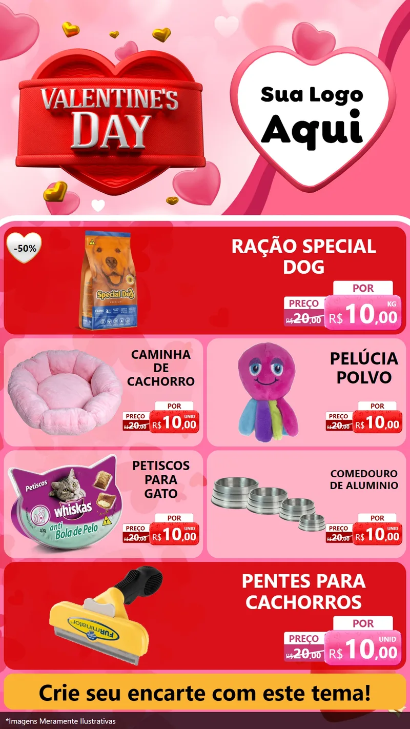 Modelo de TV para TV Vertical com o tema Valentine's Day para Pet Shop