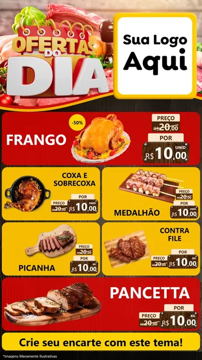 Modelo de TV para TV Vertical com o tema Ofertas do Dia para Assados