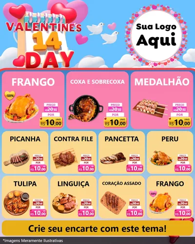 Modelo de Rede Social para Feed Instagram com o tema Valentine's Day para Assados