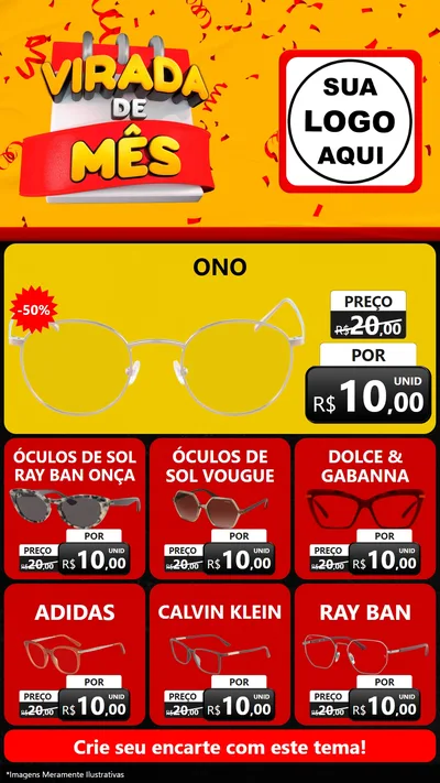 Modelo de Rede Social para Stories com o tema Virada de Mês para Óticas
