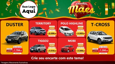 Modelo de TV para TV Horizontal com o tema Dia das Mães para Concessionaria de Carros