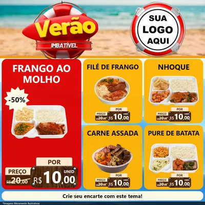 Modelo de Rede Social para Feed Facebook com o tema Verão Imbatível para Restaurante