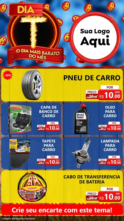 Modelo de TV para TV Vertical com o tema Dia T - O Dia Mais Barato Do Mês para Auto peças