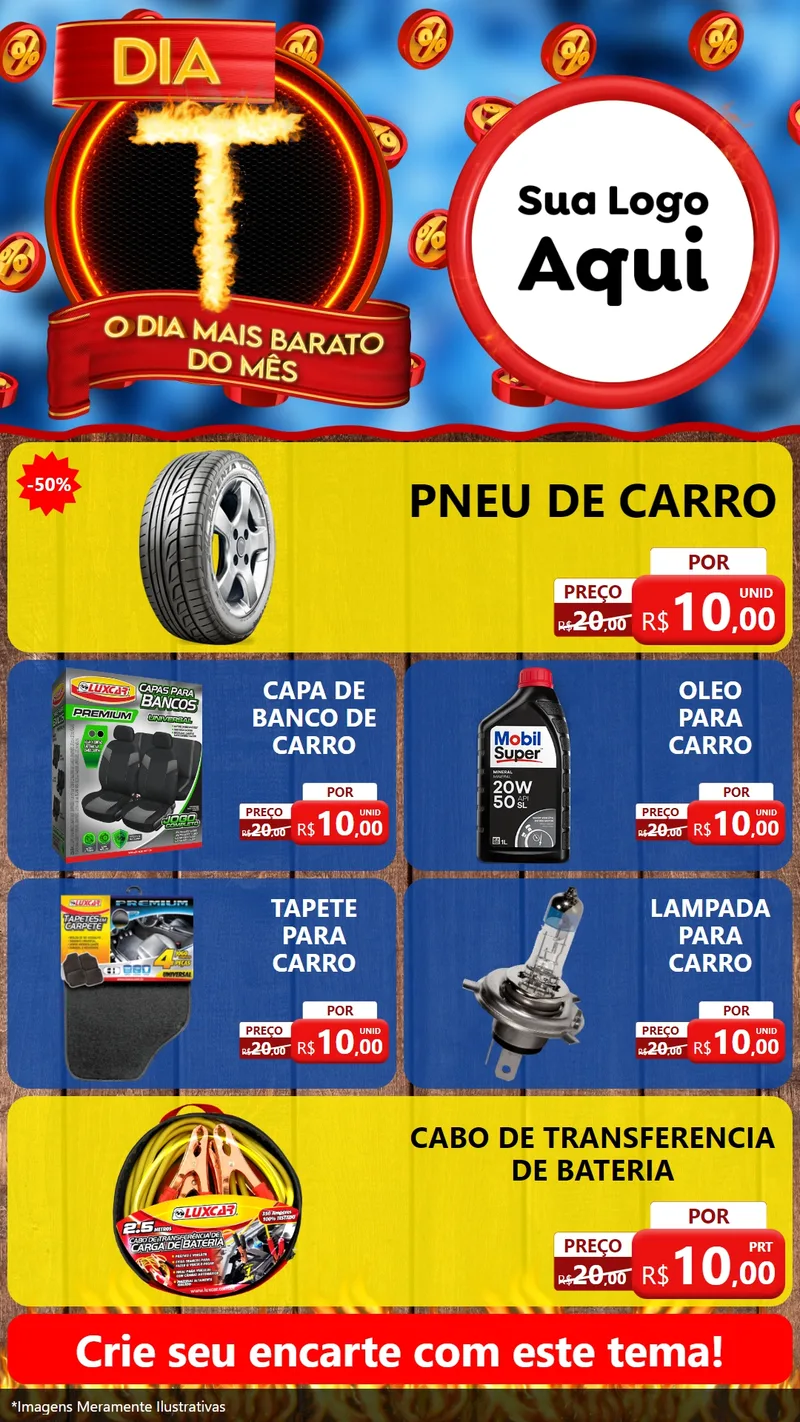 Modelo de TV para TV Vertical com o tema Dia T - O Dia Mais Barato Do Mês para Auto peças