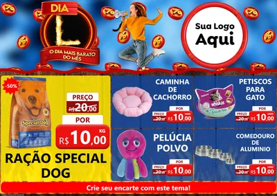 Modelo de Encarte para Encarte A4 Horizontal com o tema Dia L - O Dia Mais Barato Do Mês para Pet Shop