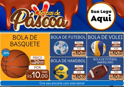 Modelo de Encarte para Encarte A4 Horizontal com o tema Ofertas de Páscoa para Artigos Esportivos