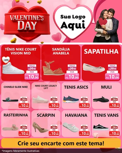 Modelo de Rede Social para Feed Instagram com o tema Valentine's Day para Calçados