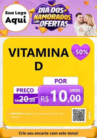Modelo de Cartaz para Cartaz A4 Vertical com o tema Dia Dos Namorados Com Ofertas para Farmácia