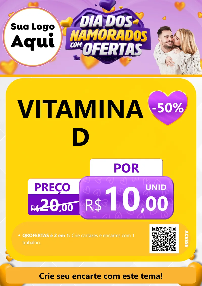 Modelo de Cartaz para Cartaz A4 Vertical com o tema Dia Dos Namorados Com Ofertas para Farmácia
