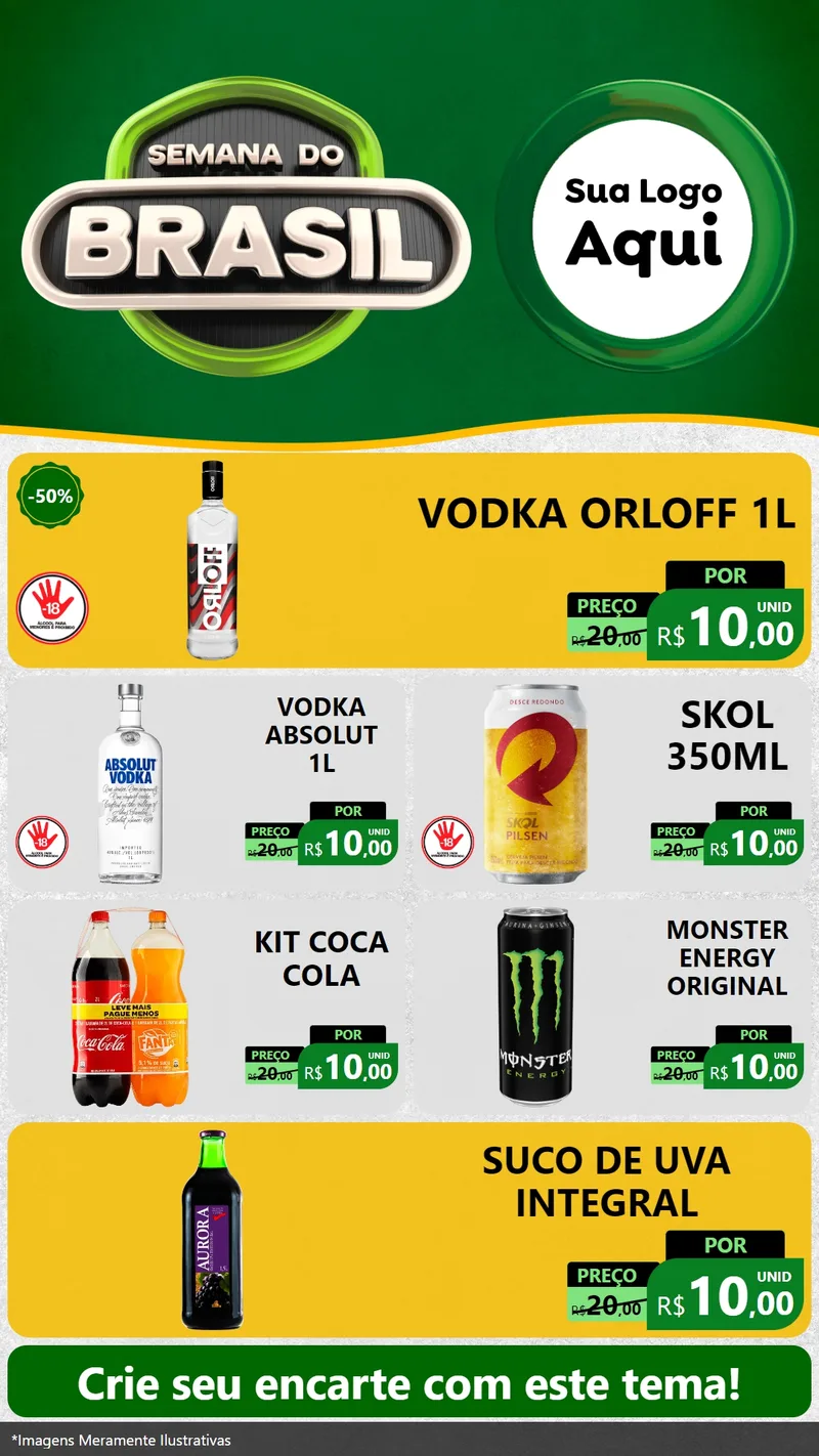 Modelo de TV para TV Vertical com o tema Semana do Brasil para Distribuidora de bebidas