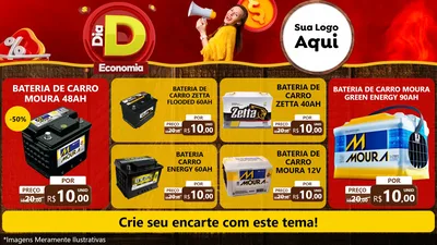 Modelo de TV para TV Horizontal com o tema Dia D Economia para Baterias Elétricas