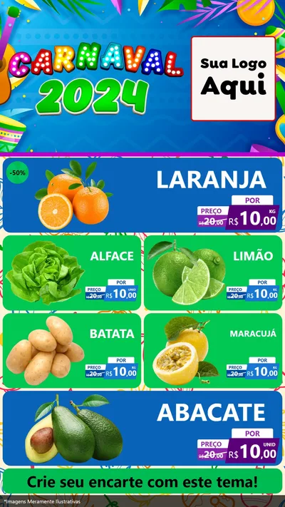 Modelo de TV para TV Vertical com o tema Carnaval 2027 para Hortifrúti