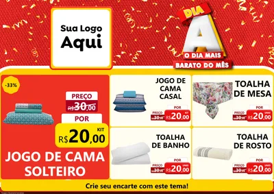 Modelo de Encarte para Encarte A4 Horizontal com o tema Dia A o Dia Mais Barato do Mês para Cama, Mesa e Banho