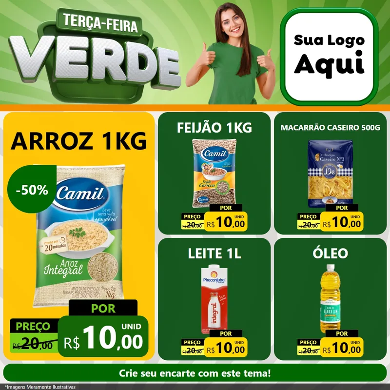 Modelo de Rede Social para Feed Facebook com o tema Terça - Feira Verde para Supermercado
