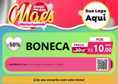Modelo de Cartaz para Cartaz A4 Horizontal com o tema Show das Mães - Ofertas Especiais para Brinquedos