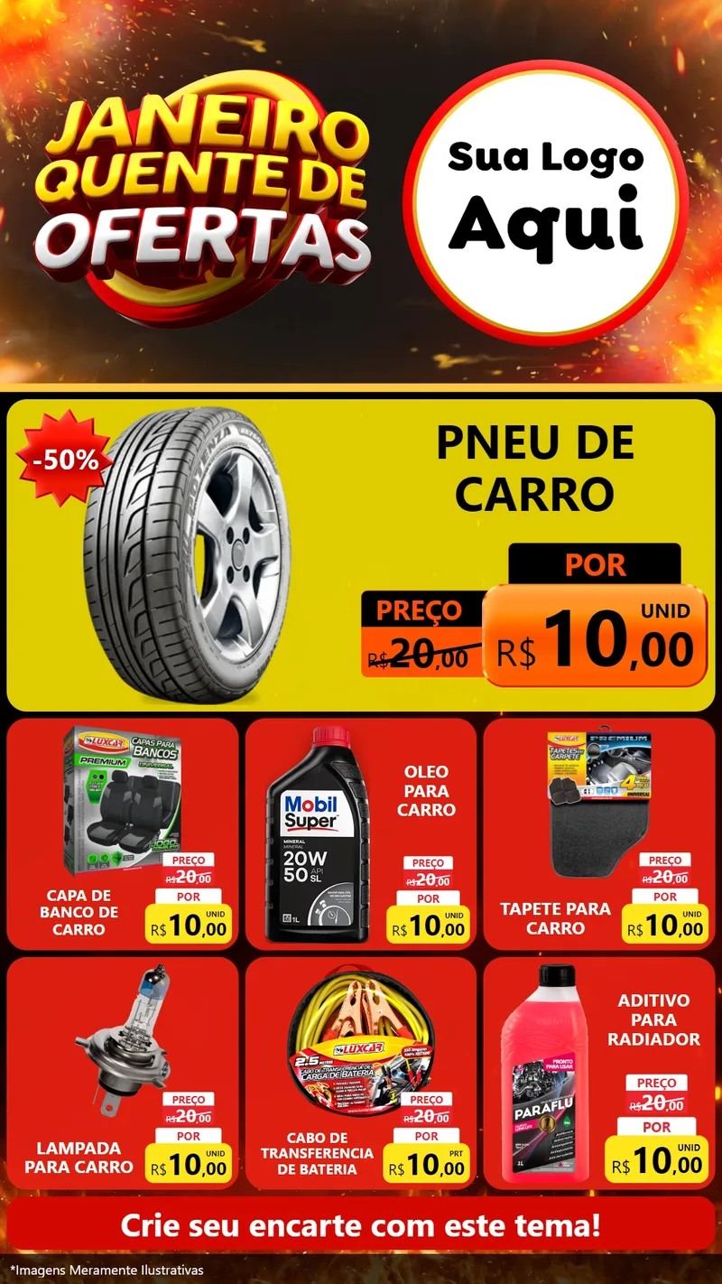 Modelo de Rede Social para Stories com o tema Janeiro Quente de Ofertas para Auto peças