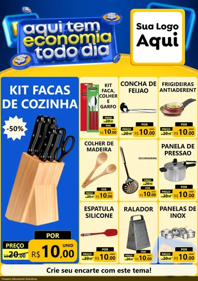 Modelo de Encarte para Encarte A4 Vertical com o tema Aqui Tem Economia Todo Dia para Utilidades Domésticas