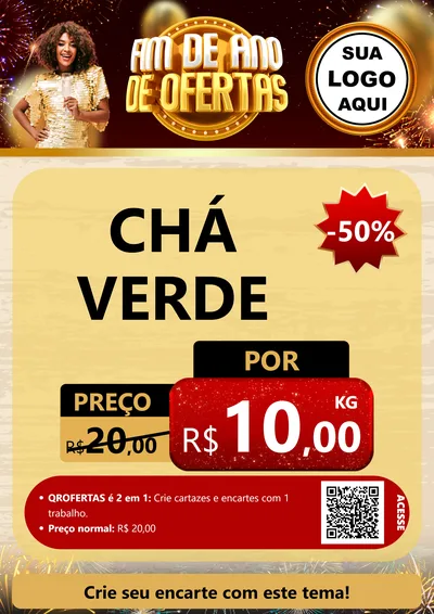 Modelo de Cartaz para Cartaz A4 Vertical com o tema Fim de Ano de Ofertas para Produtos Naturais
