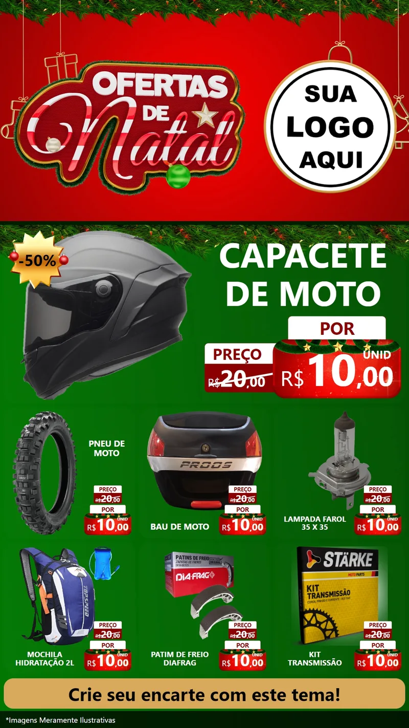 Modelo de Rede Social para Stories com o tema Ofertas de Natal para Moto peças
