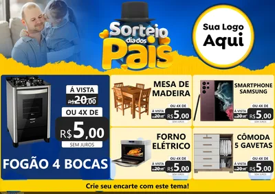 Modelo de Encarte para Encarte A4 Horizontal com o tema Sorteio Dia Dos Pais para Móveis e Eletro
